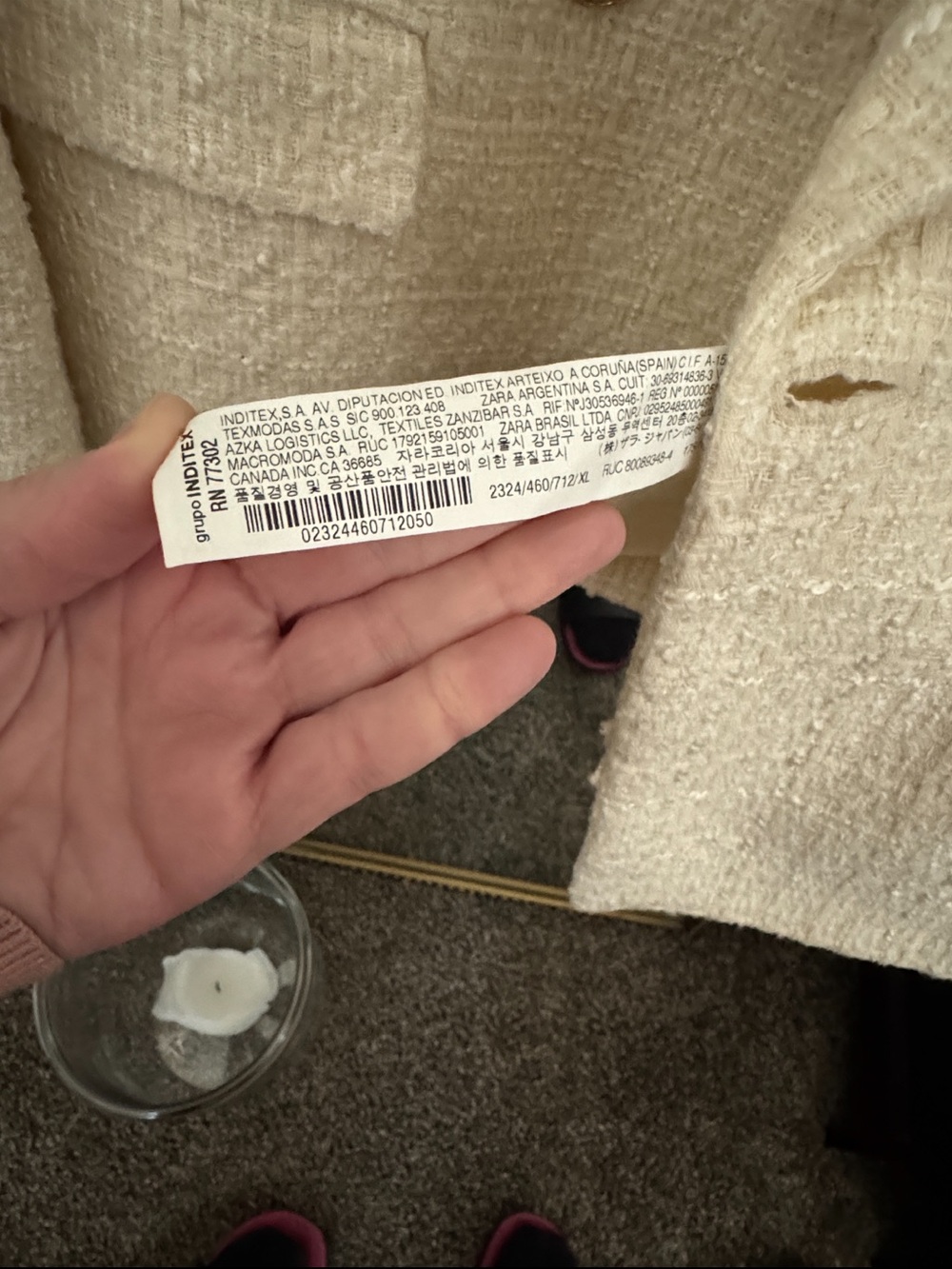 Zara Textured Cream Double-Breasted Blazer with Gold Buttons – XL - Picture 7 of 9